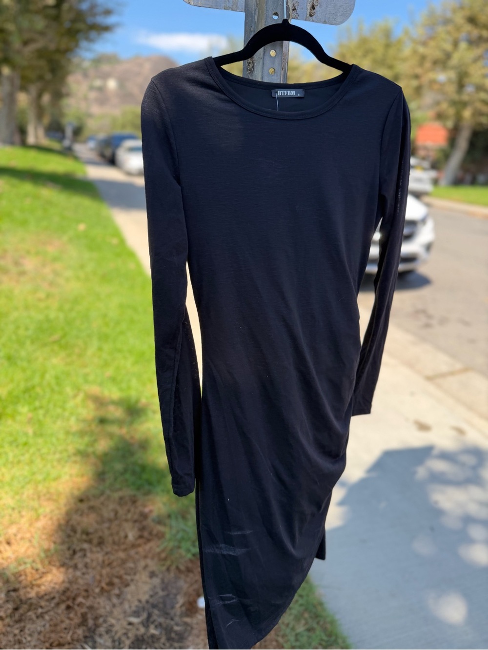 BITTEN Black Long Sleeve Midi Dress